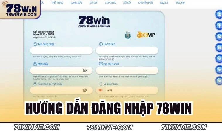 Hướng dẫn đăng nhập 78WIN